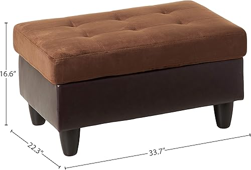 Miniatura 8 de Beverly Fine Furniture Andes - Juego de sofá de piel de microfibra con otomana, color marrón