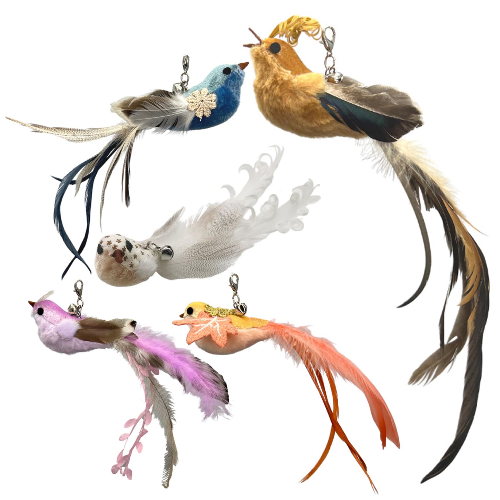 Recambio de juguete de plumas de gato y accesorios con campanas para juguetes interactivos de caza
