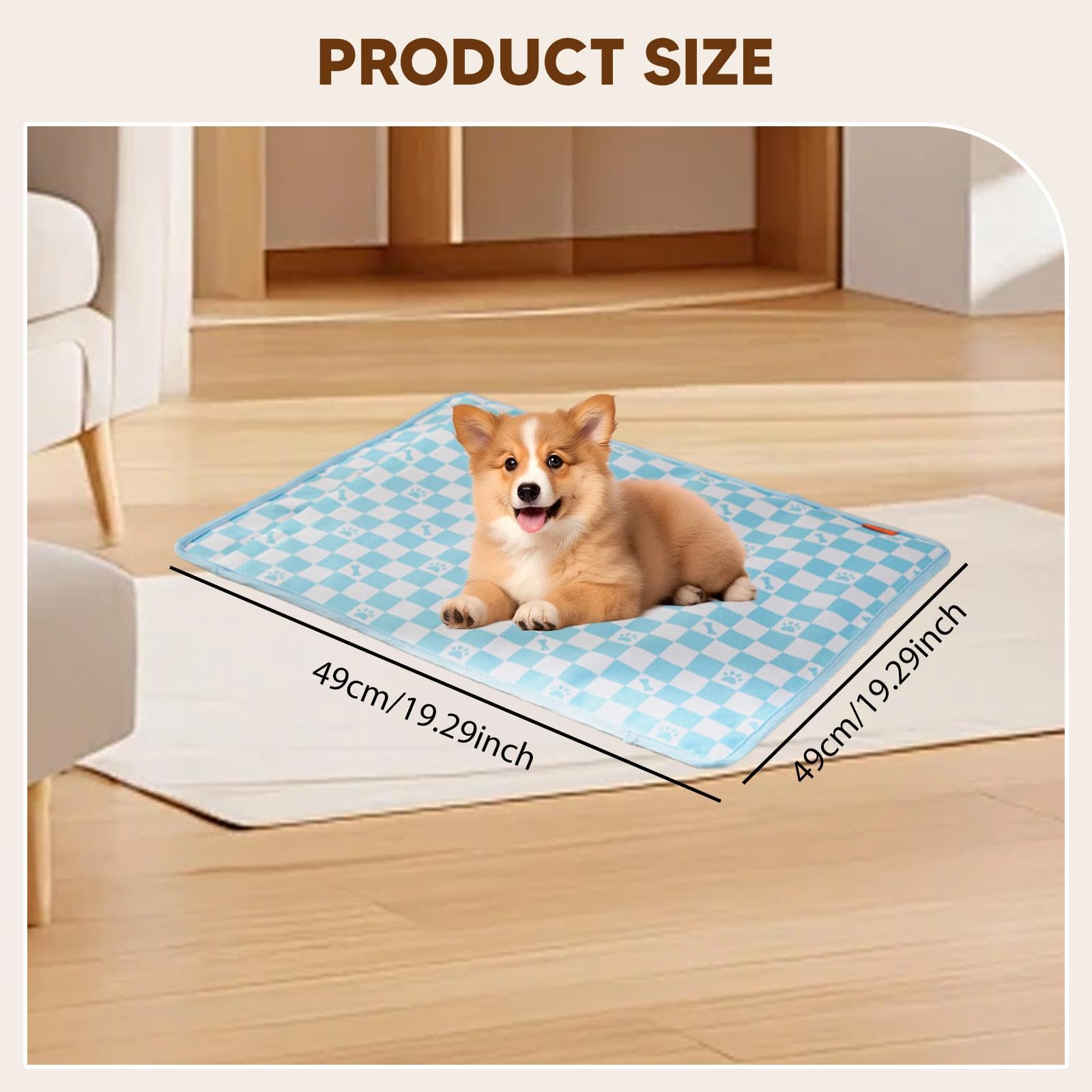 LOVIVER Tapis Auto-rafraîchissant pour Chien et Chat, Housse Amovible et Lavable pour Chiot Chaton, Tapis rafraîchissant pour Cage intérieure extérieure, 49cmx49cm