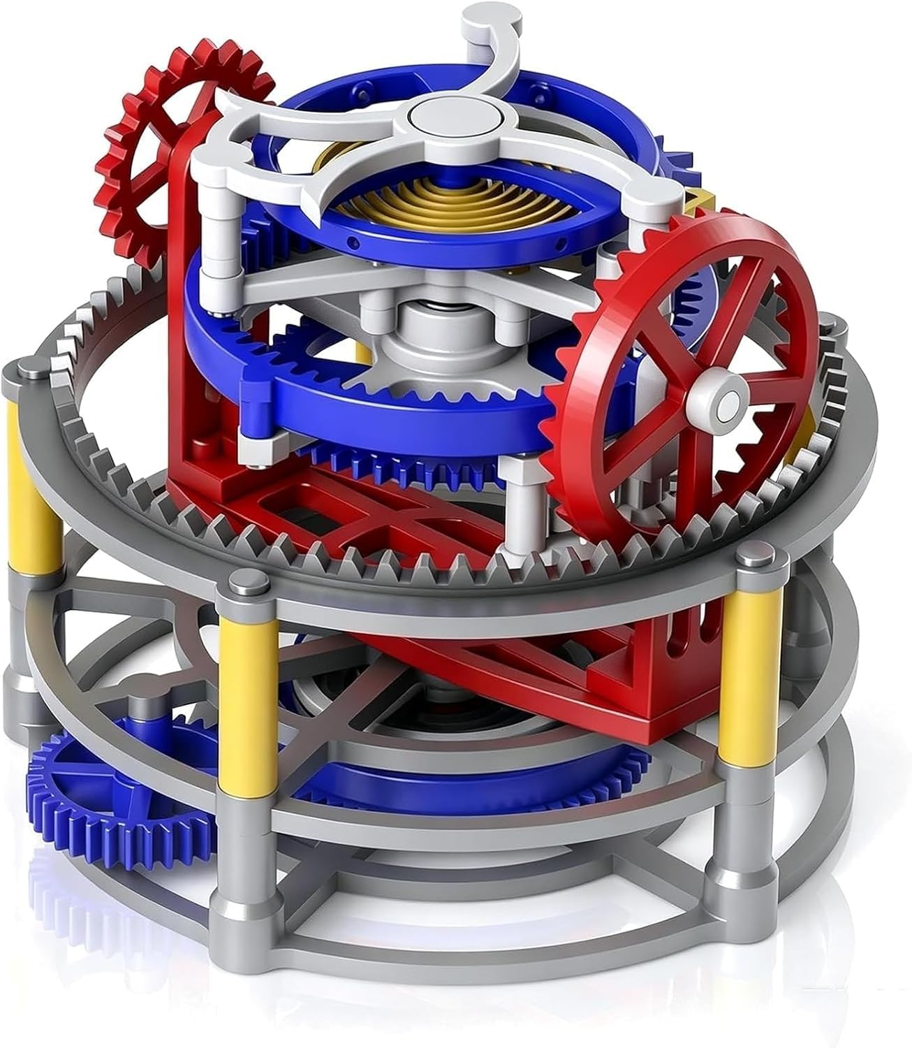 Modelo De Tourbillon De Tres Ejes Impreso En 3D, Kit De Transmisión De Engranajes Mecánicos, Exhibición De Movimiento De Reloj De Tres Ejes para Armar con Engranajes Planetarios para Aprendizaje
