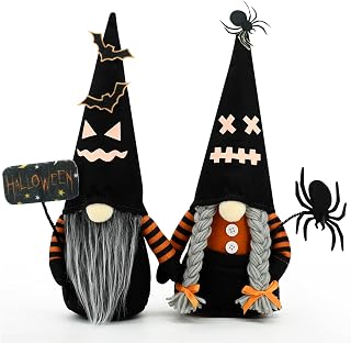 SODWEF 2Pcs Fluorescence Halloween Gnomes Plush,Gnomes Decorations，Handmade Scandinavian Swedish Tomte Ornament Gnome Decorations for Home