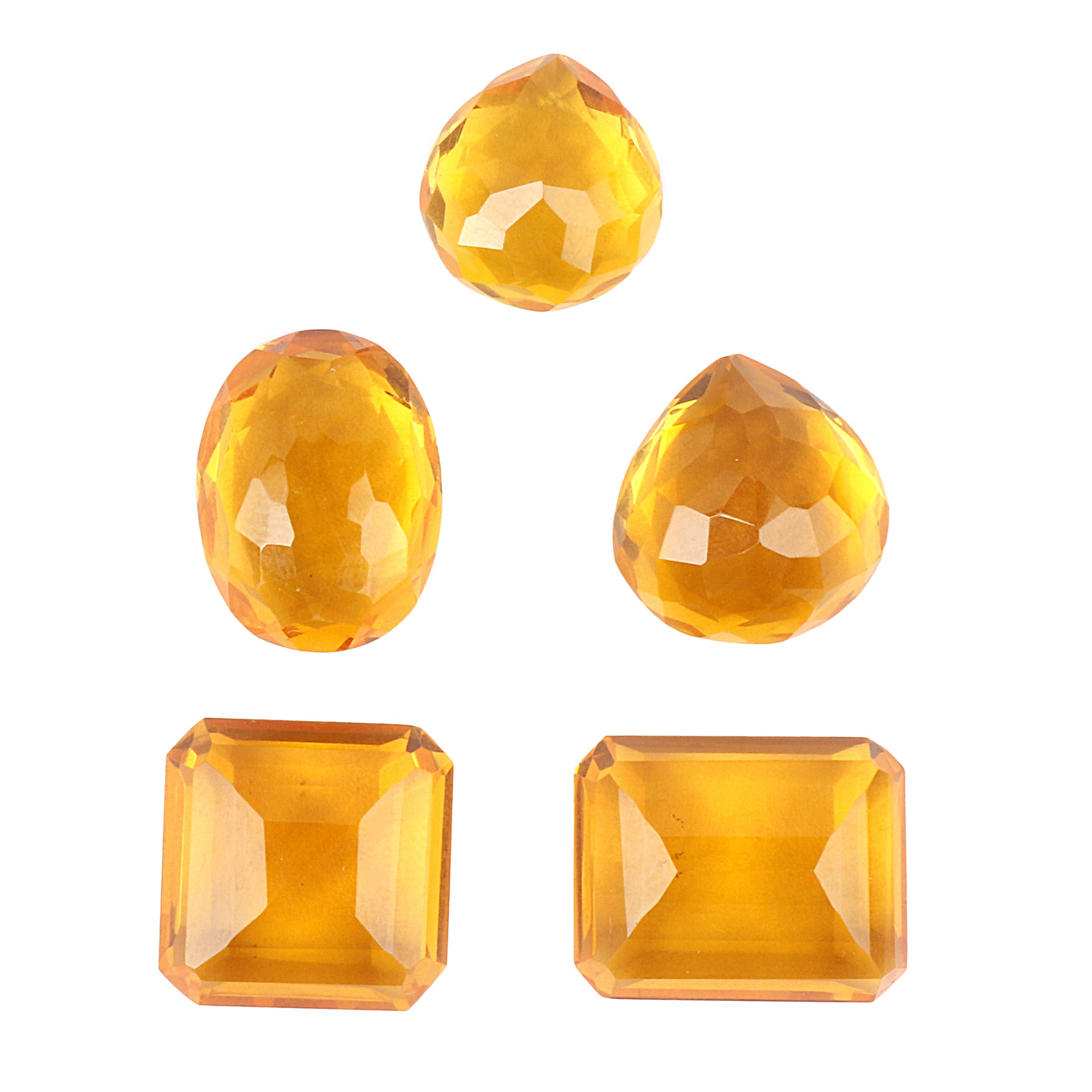 GEMHUB Natural Yellow Citrin 125 Carat Lot of 5 Pcs Faceted Mix Shape Loose Gemstone for Jewelry Making ASP-028