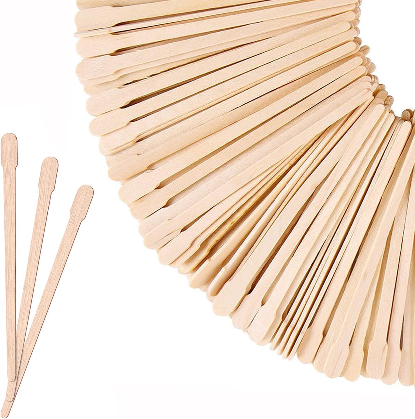 Mibly 200 Pcs Wooden Wax Sticks - Eyebrow, Lip, Nose Small Waxing Applicator Sticks for Hair Removal and Smooth Skin - Spa and Home Usage