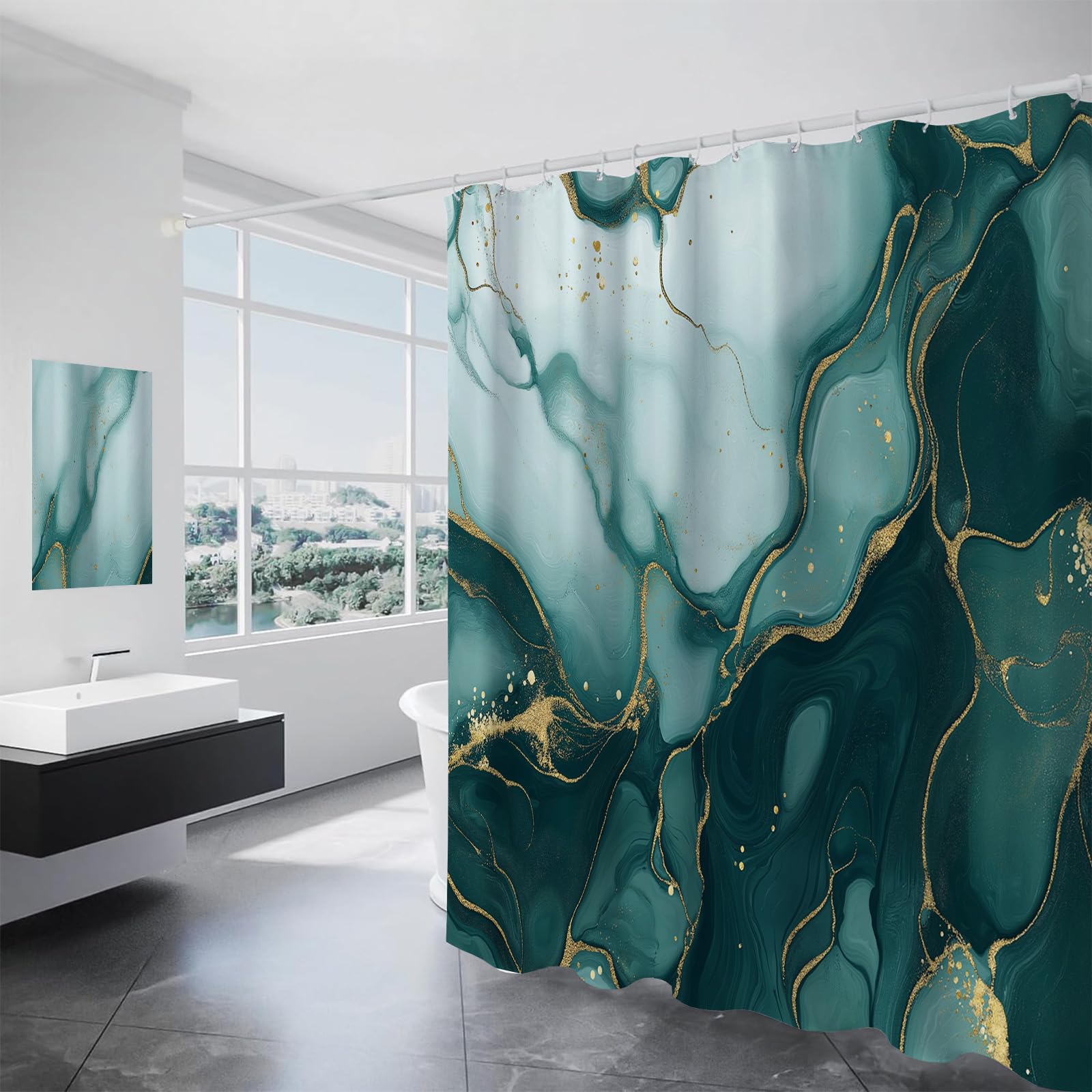 Rideau de douche abstrait marbre pour une salle de bains moderne