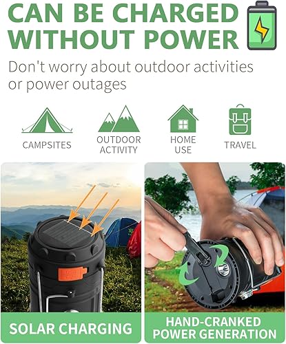 Miniatura 5 de Linterna solar de campamento con manivela, linterna LED ultra brillante portátil de gran capacidad, cargador USB, linterna electrónica para
