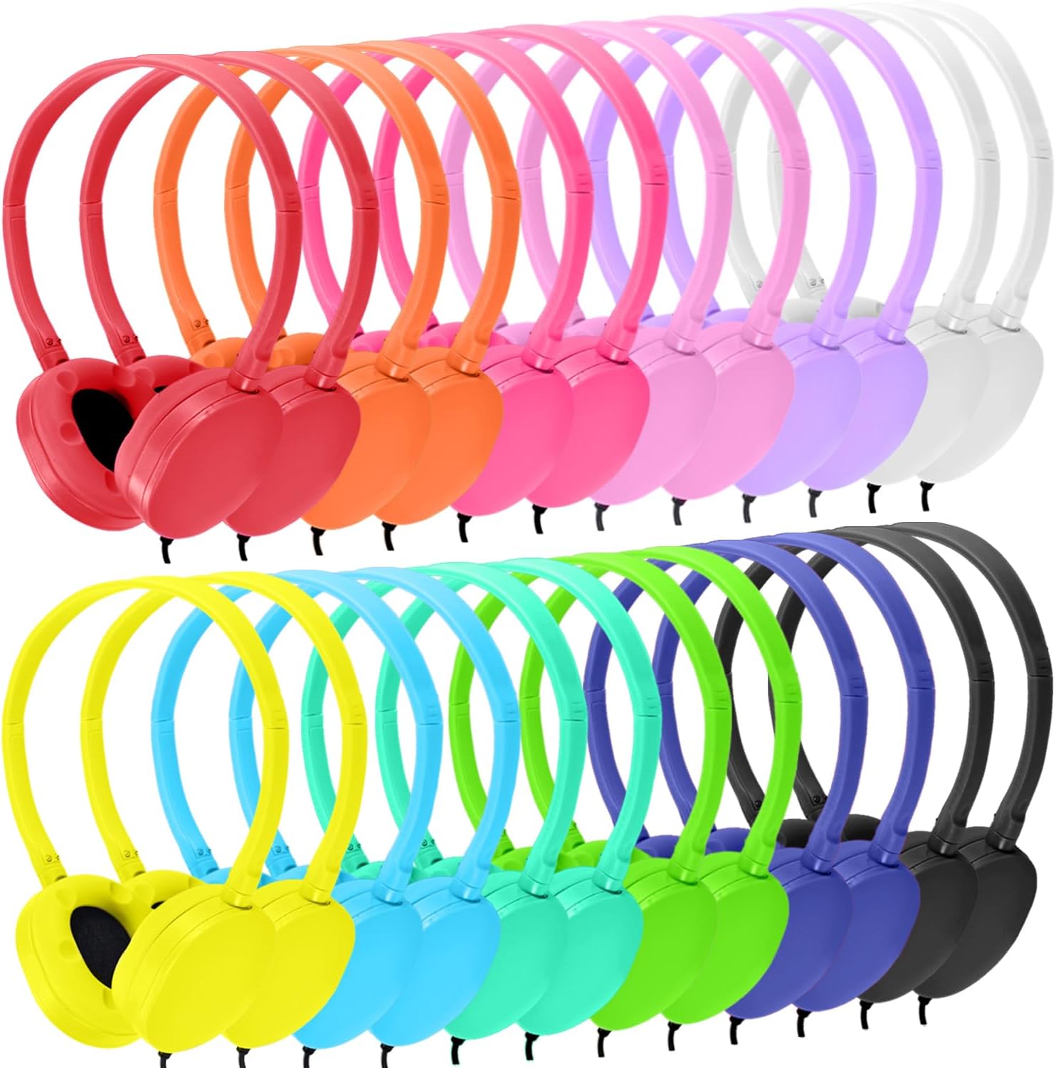 50 Pack Classroom Headphones Bulk for School Kids Students Teen Boys Grils Children Toddler and Adult (Mixed Colors