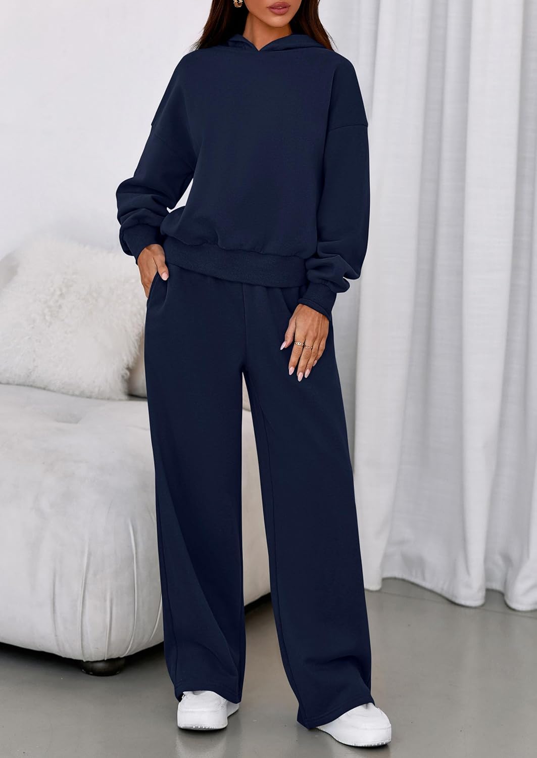 PRETTYGARDEN Womens Sweatsuits 2 Piece Set 2026 Casual Winter Long Sleeve Hoodie Loose Wide Leg Sweatpants Fall Tracksuit