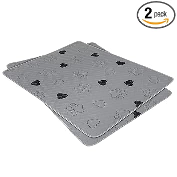 FEANDREA Reusable Puppy Pads, Dog Pee Pads, Washable Puppy Pee Pads, Set of 2, 36 x 48 Inches, Leak-Proof and Non-Slip with High Absorbency for Dogs Cats Rabbits, Gray UPTD036G01