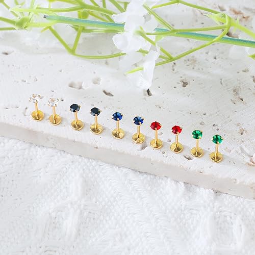 Miniatura 20 de Gold Nose Ring Stud, 20g Cartilage Earrings Tragus Piercing Jewelry, 14k Titanium Nose Ring Threadless Medusa Clip on Earrings, Flat Back Medusa