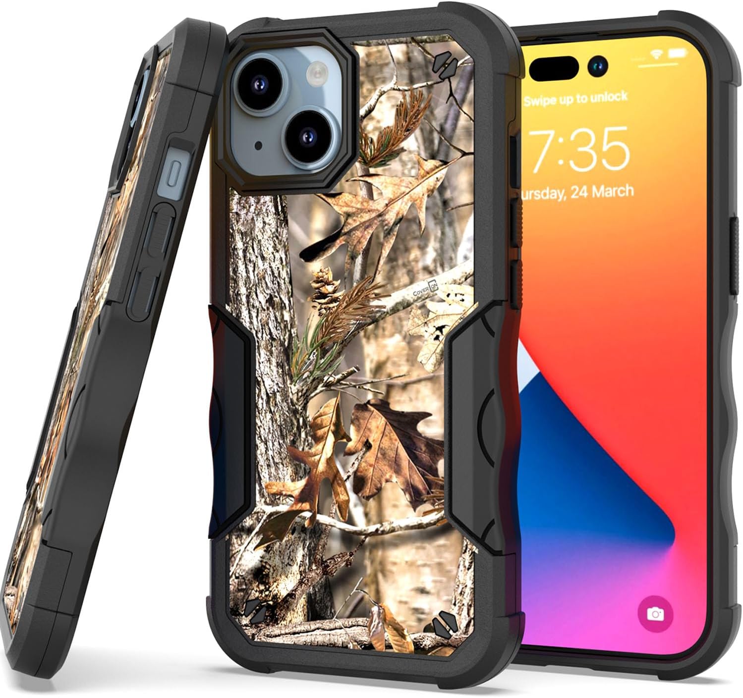 CoverONHeavy Duty Designed for Apple iPhone 15 Plus Case, Rugged Military Grade A Hard Plastic Hybrid TPU Rubber Grip Protective Rigid Armor Cover Fit iPhone 15+ (6.7) Phone Case - Camo