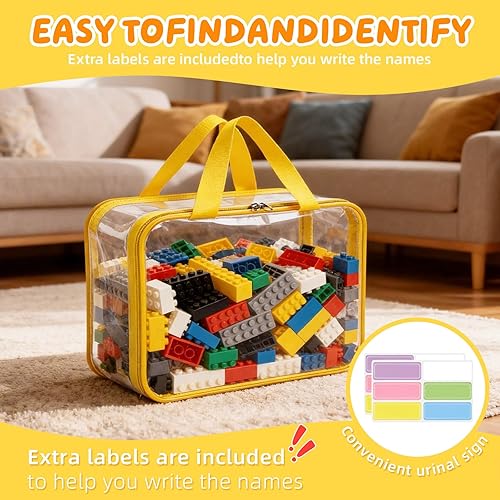 Miniatura 6 de 8pcs NEW Extra large color Toy Storage Bags with Zipper and Labels, Clear PVC Waterproof Toy Organizers Bags for Board Games, Puzzles Pieces,