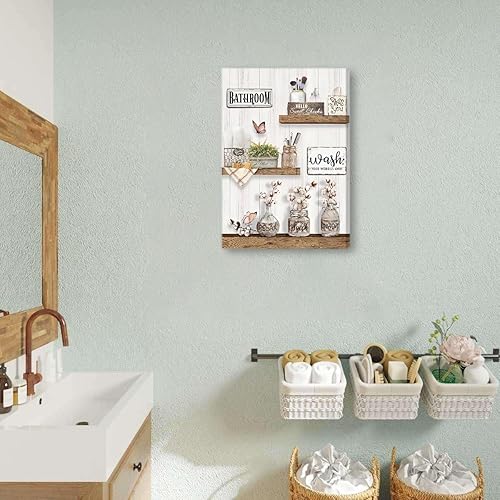 Miniatura 4 de Decoración de baño de granja, arte de pared con marco rústico para baño, impresión en lienzo para baño, relajarse y remojar, arte de pared, arte