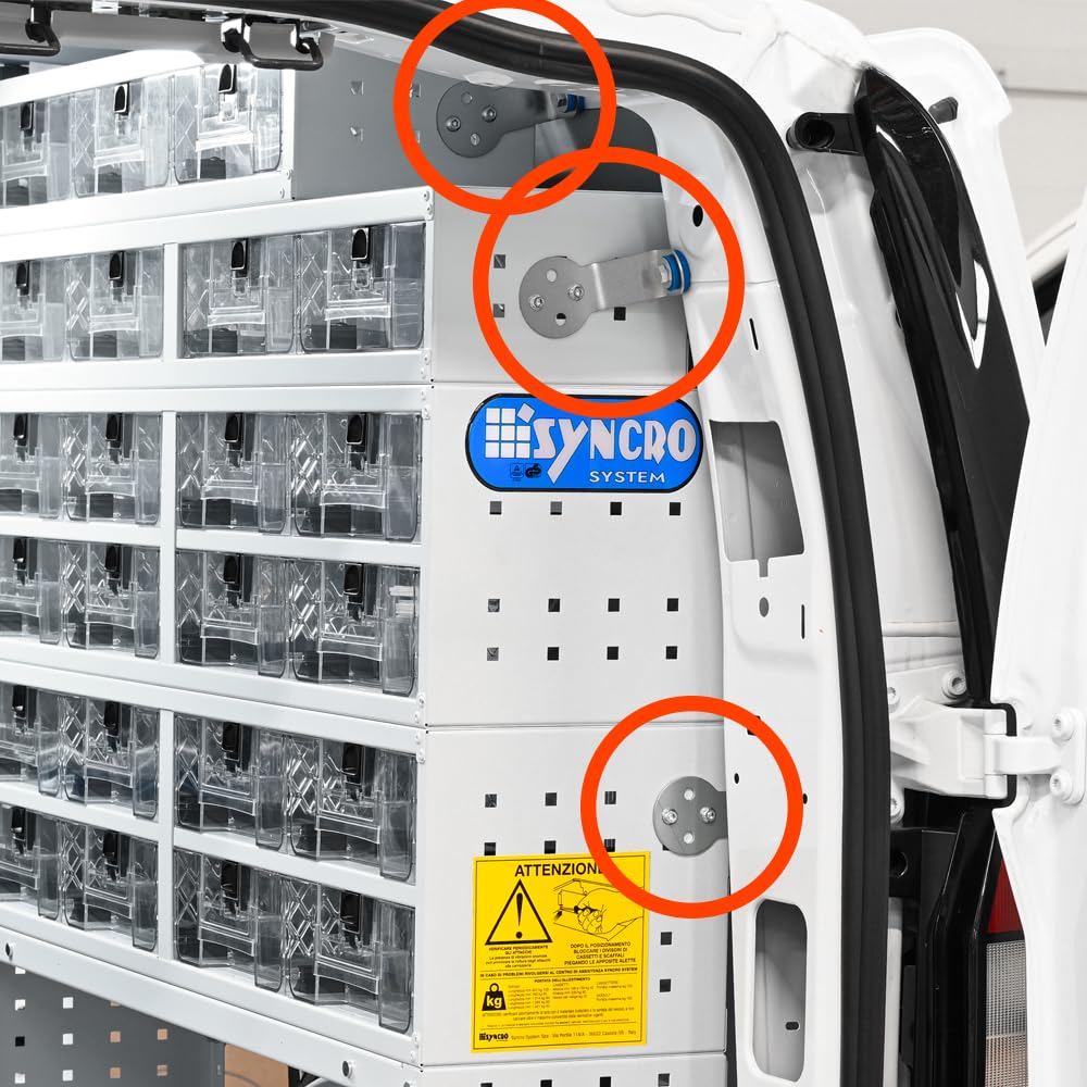 Syncro System Kit staffaggio scaffalature per furgone – 6 staffe lunghe ammortizzate con gommini antivibranti