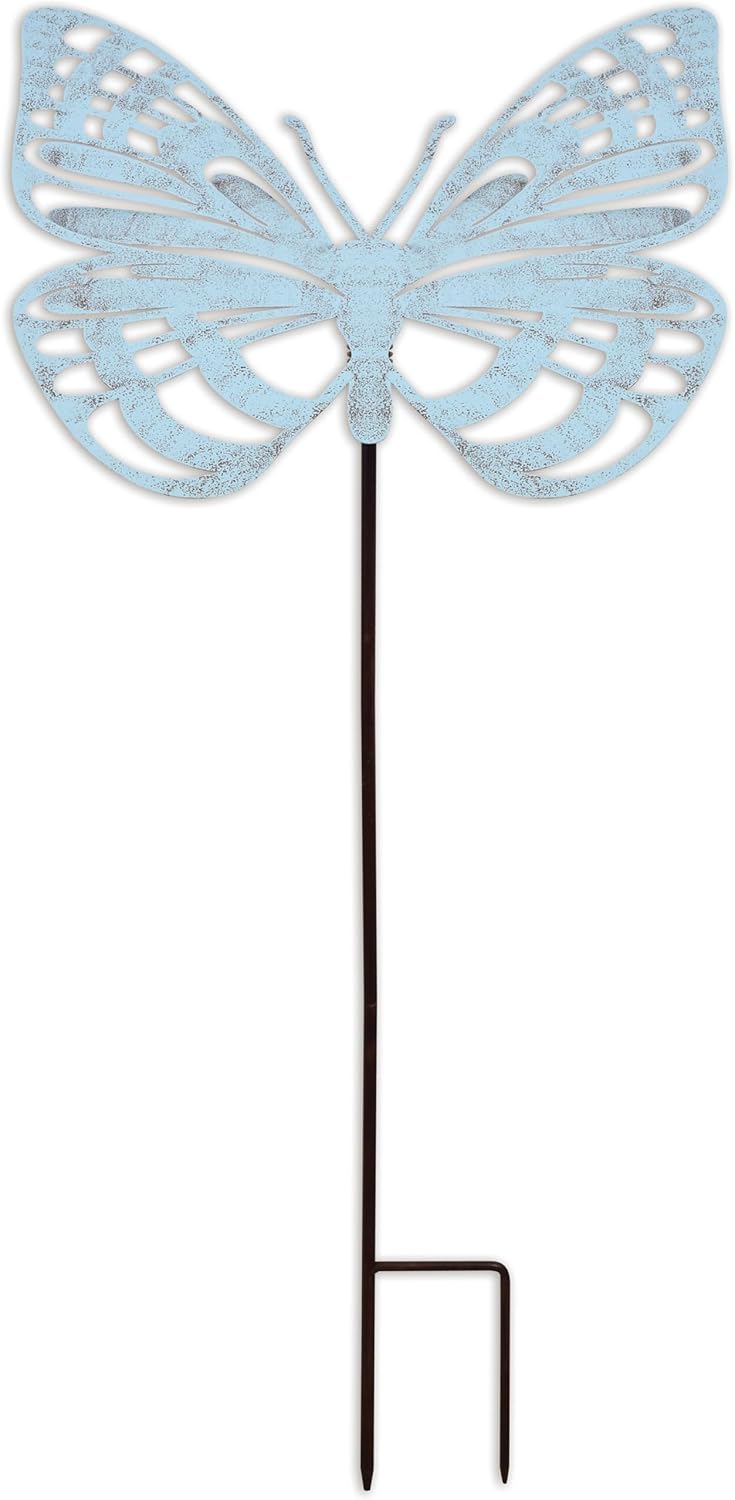 Sunset Vista Designs Outdoor Garden Décor - Goliath Butterfly Yard Art Garden Stake, 33" Tall, Rustic Metal