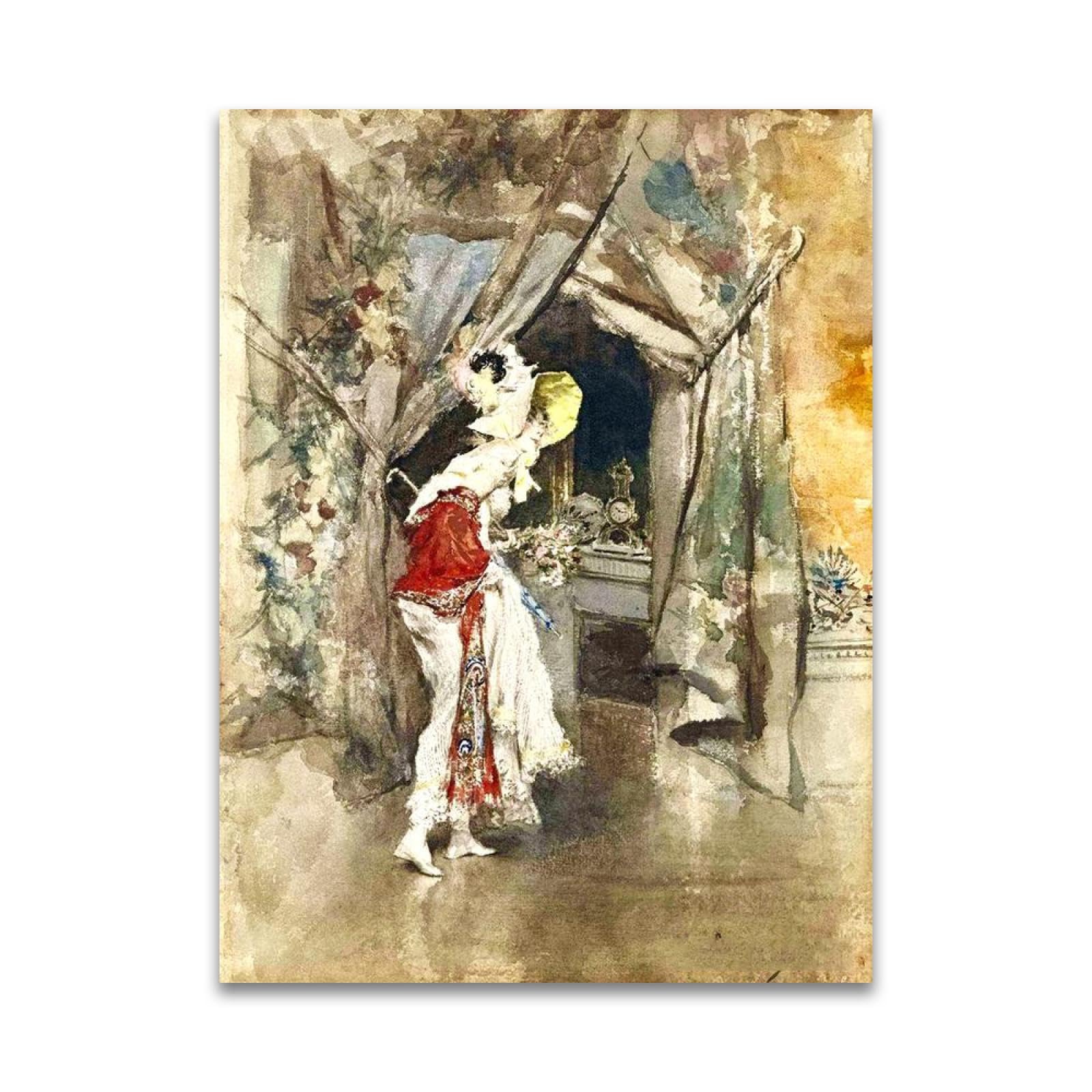 Reprodukcja słynnych obrazów - (elegancka kobieta) autorstwa Giovanniego Boldiniego Wydruki znane obrazy na płótnie - druk artystyczny na płótnie salon sypialnia 70 x 50 cm bez ramy