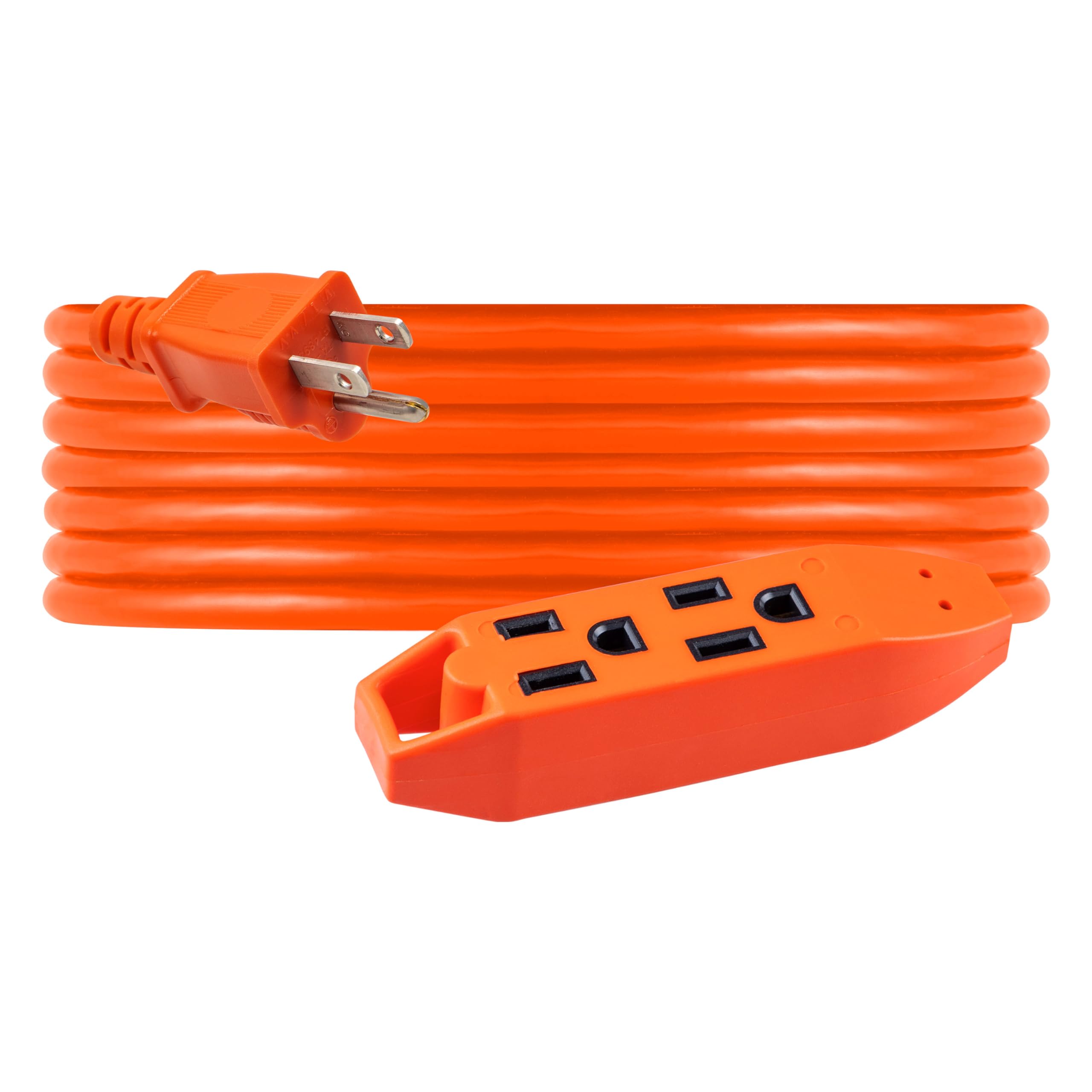 GE Cable de extensión de 25 pies, Resistente, 16 AWG, Uso en Interiores y Exteriores, Cable de alimentación extralargo, certificación UL, Naranja, 51924