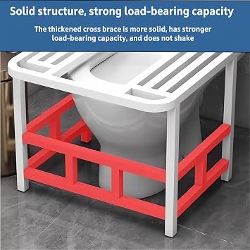 Toilet Converter Frame, Squat Toilet Transition Aid with Footstool and Anti-Slip Pads, Reinforced Arc Design for Comfortable Crouching