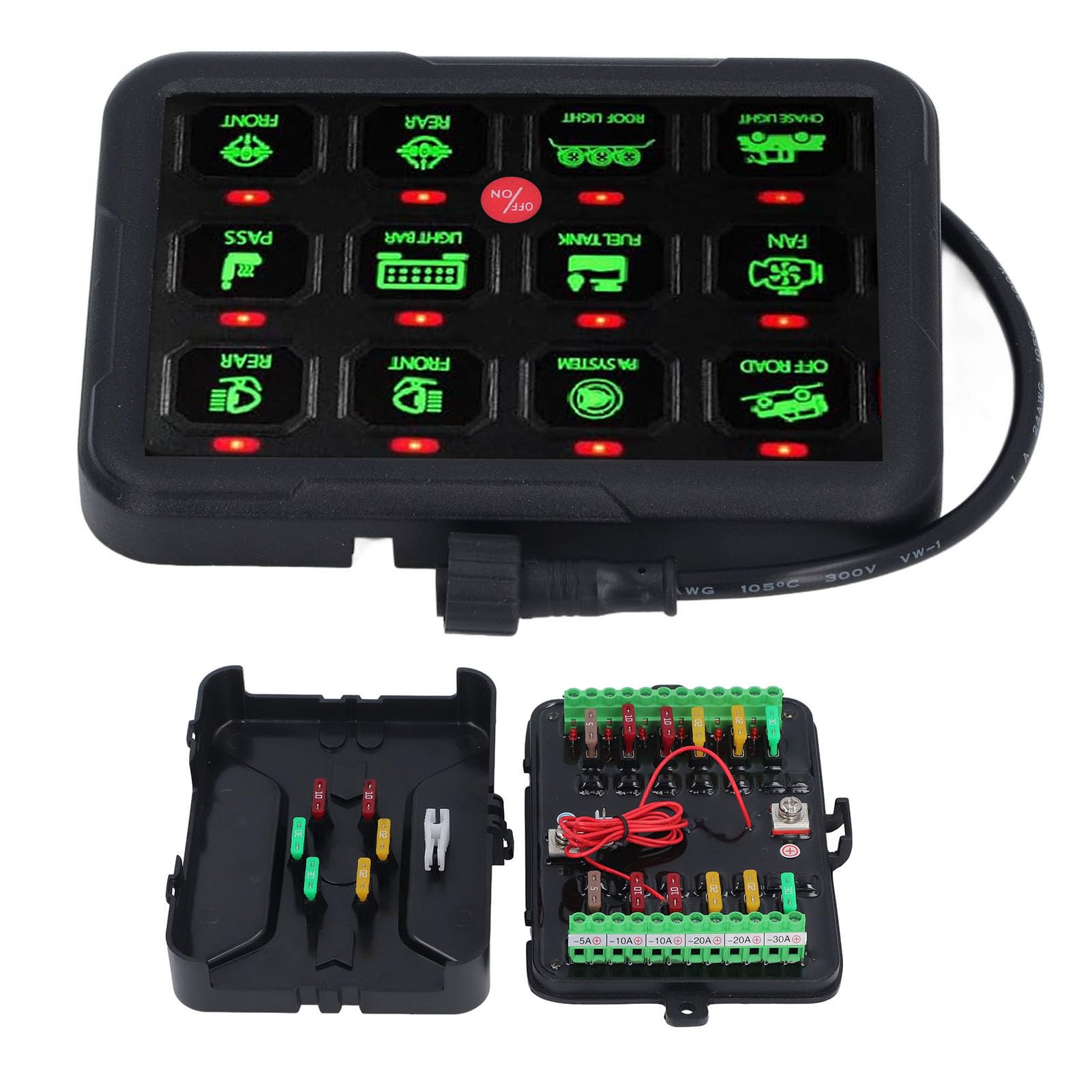 Yctze 12 Panel Przełącznika Gang RGB z oceną IP66 do Sterowania LED Pojazdu - łatwa Instalacja i Wiele Trybów świetlnych dla Samochodu, łodzi, ATV