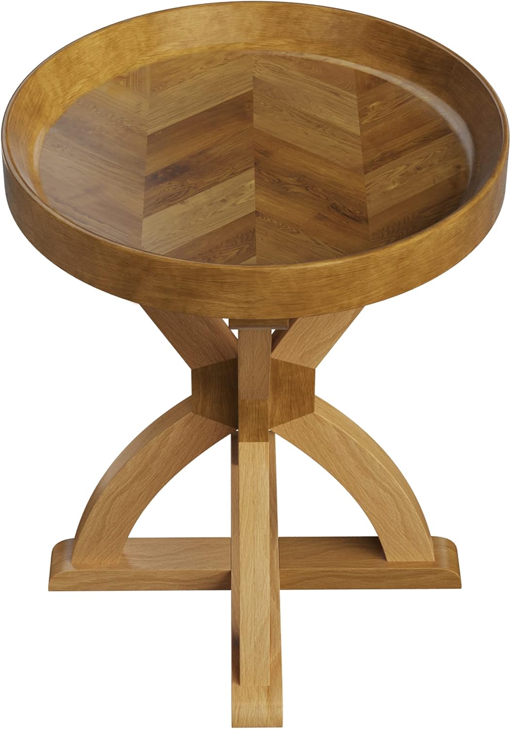 Lavish Home Side Table - Mango Wood Pedestal Table for Couch, Loveseat, Entryway, or Bed - Farmhouse Living Room Furniture (Natural)