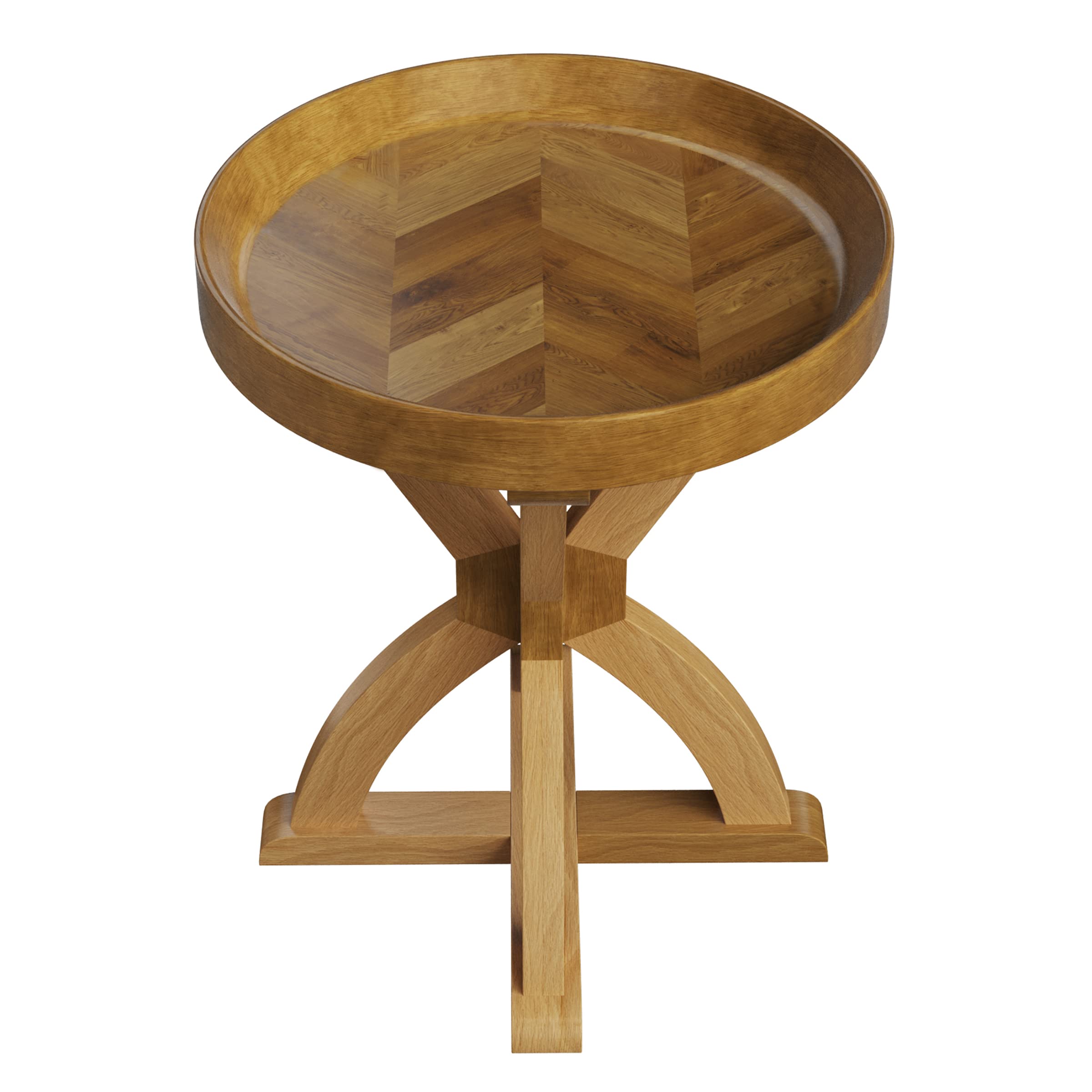 Lavish Home (Natural Side Mango Wood Pedestal Table for Couch, Loveseat, Entryway, or Bed-Farmhouse Living Room Furniture, (L) 18â€? x (W) 18â€? x (H) 22