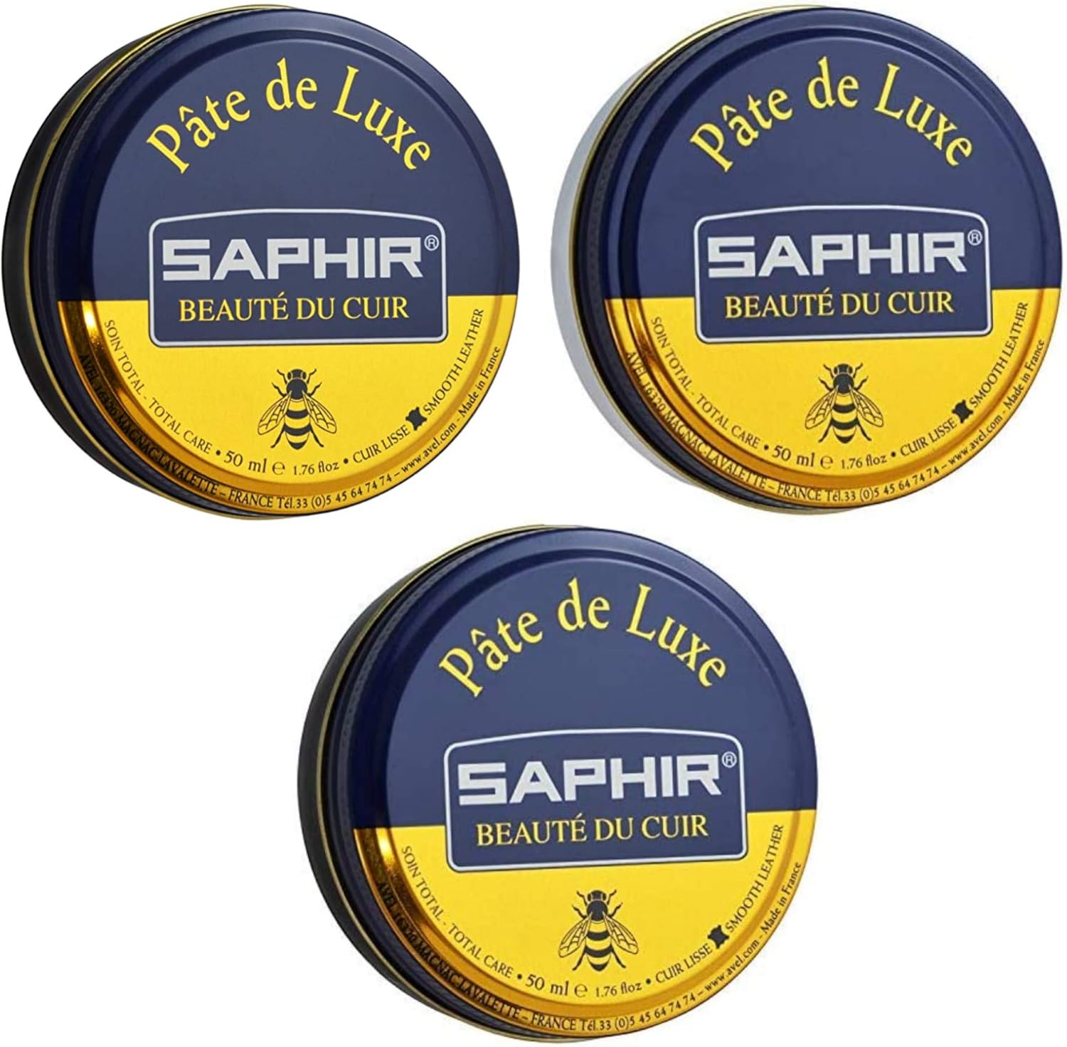 3 Pack Saphir Pate De Luxe Shoe Polish 50ml - Black, Neutral and Dark Brown