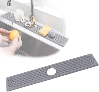 Protector contra salpicaduras de grifo de diatomea, alfombrilla de grifo de diatomea para fregadero de cocina, extra largo de 24 pulgadas, secado rápido, súper absorbente, alfombrilla sensor de agua