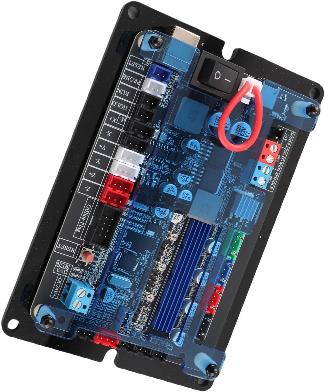 32 Bit GRBL Controller Board with Y Axes Drive, DC12-48V, Aluminum Alloy, 3 Axes Stepper Motor Control, Offline Support for Woodworking Engraving Machines