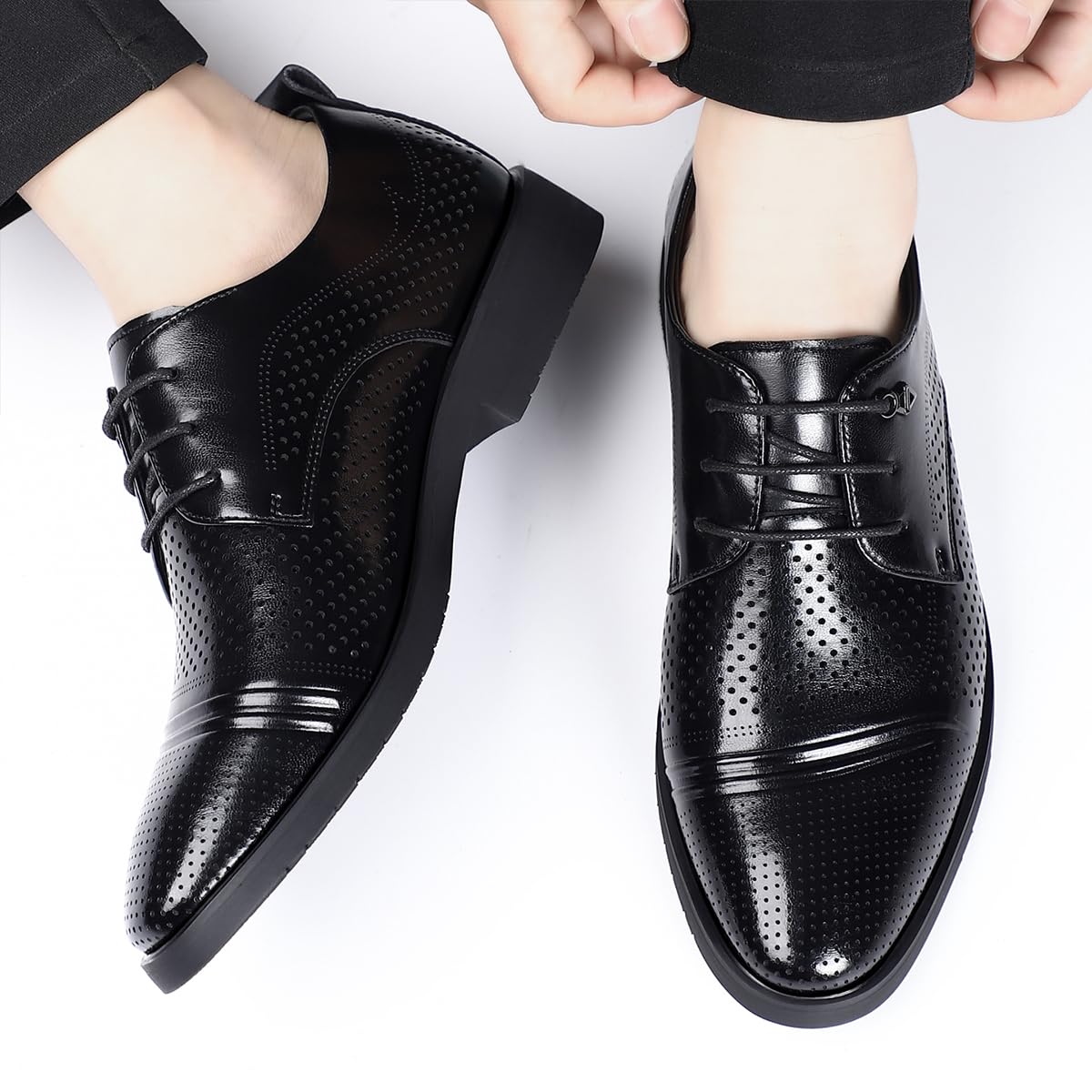 Scarpe Eleganti in Pelle da Uomo Scarpe Oxford Punta Classiche, Stringate e Traforate, per Matrimoni e Smoking Ballo