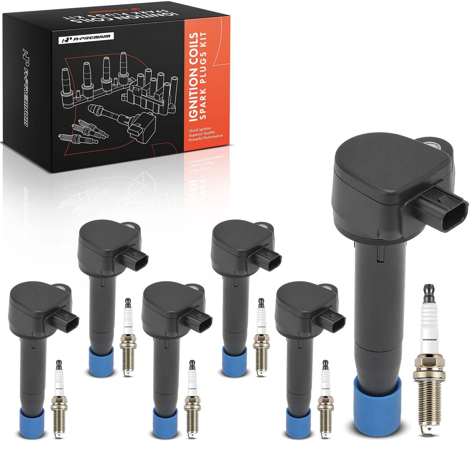 A-Premium Set of 6 Ignition Coil Pack and Iridium Spark Plugs | Compatible with Honda Acc…