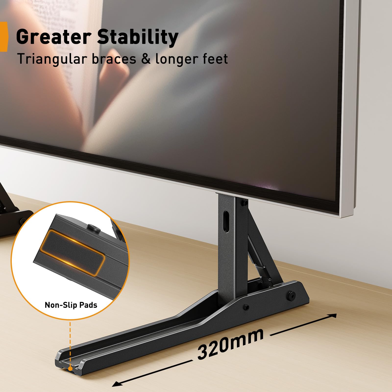 Perlegear Supporto TV da Tavolo per Televisori da 22-70 Pollici, Supporto TV Universale con 3 Opzioni di Altezza, Base di Ricambio per TV, Sostiene fino a 50 kg, VESA Massimo 800x600 mm