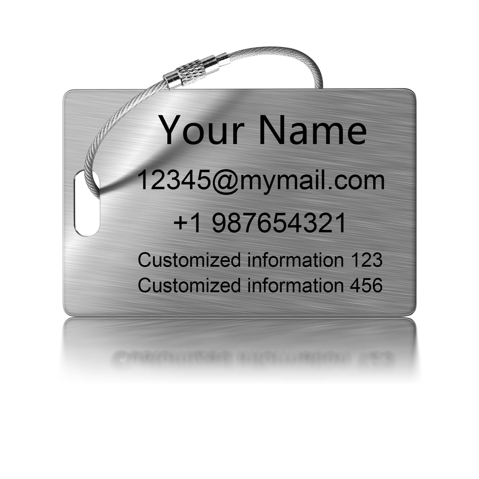 Personalized Luggage Tags for Suitcases and Backpacks - Stainless Steel Metal Custom Travel Bag Name Tags for Kids, Women, Luggage, Baggage, Airplane,