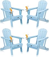 Vista 24 de VINGLI Silla Adirondack plegable de plástico con soporte para tazas, material de polietileno de alta densidad 100% reciclable impermeable, cómoda