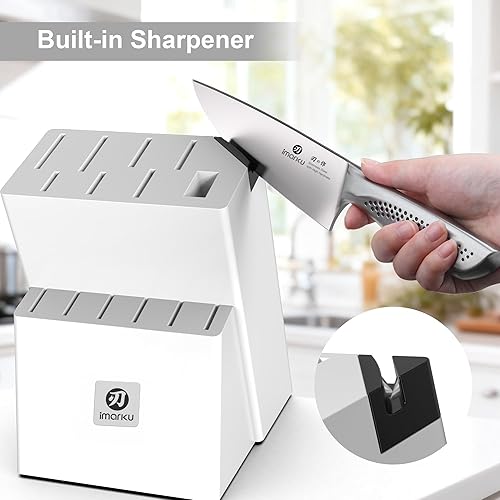 Miniatura 4 de imarku - Juego de 15 piezas de cuchillos con bloque, cuchillos de cocina de acero inoxidable de alto carbono con afilador incorporado, apto para