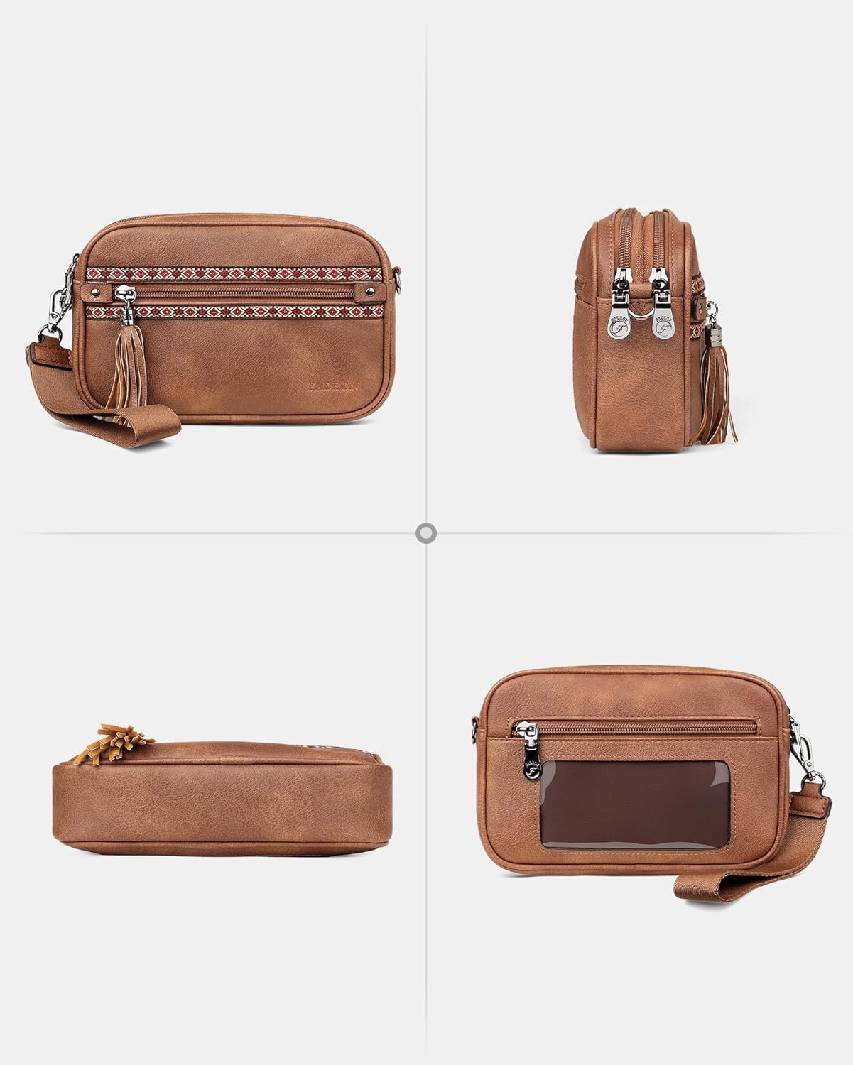 FADEON Wristlet Wallets for Women, Designer Leather Clutch Purse with 5 Zippers, RFID Credit Card Holder Cell Phone Organizer - Image 6