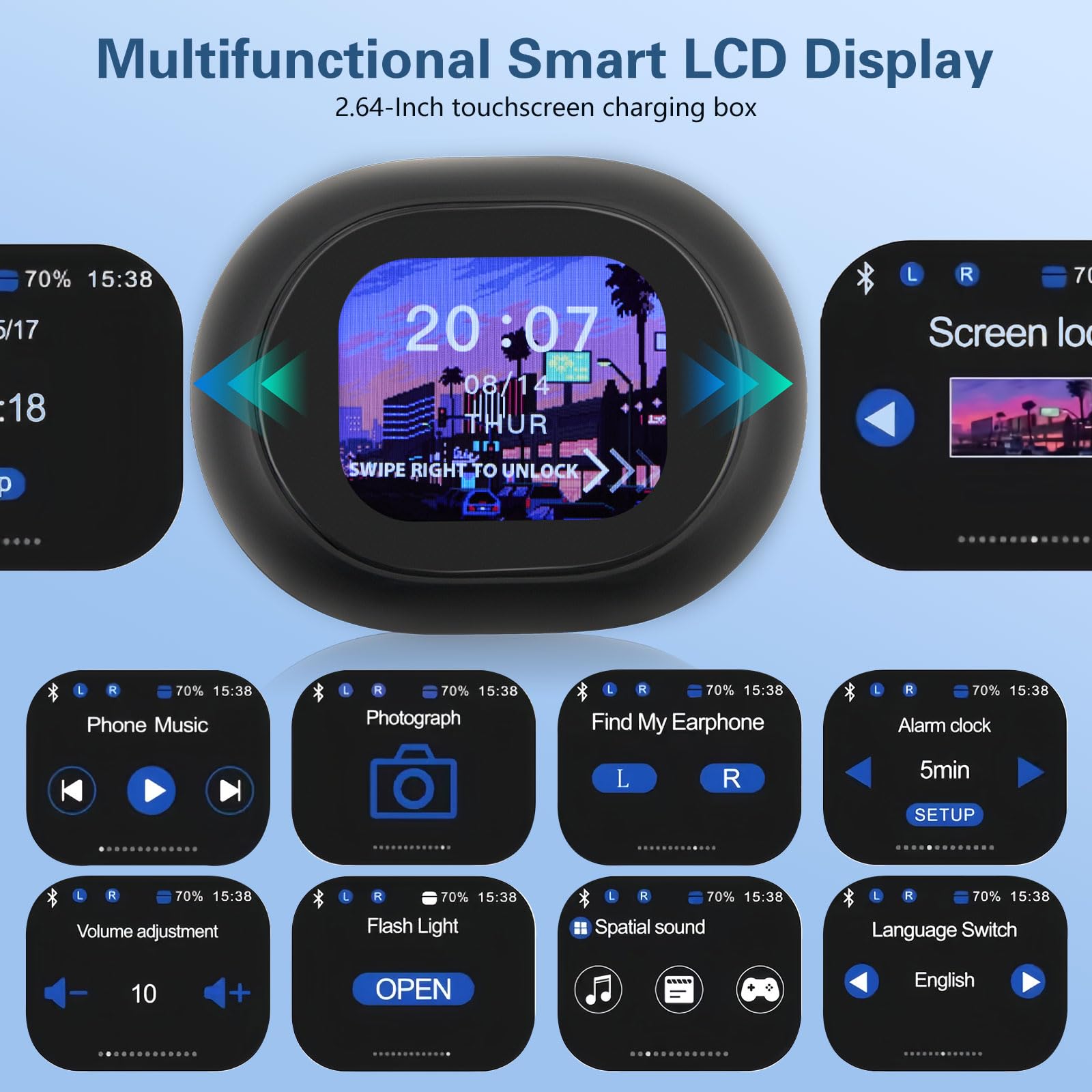 AI Cuffie Traduzione Simultanea,Schermo Lcd Touch,Bluetooth 5.4,Auricolari Traduttori Istantanei,Auricolari Traduttore Senza Fili Per Viaggi,Affari,Studio144 Lingue