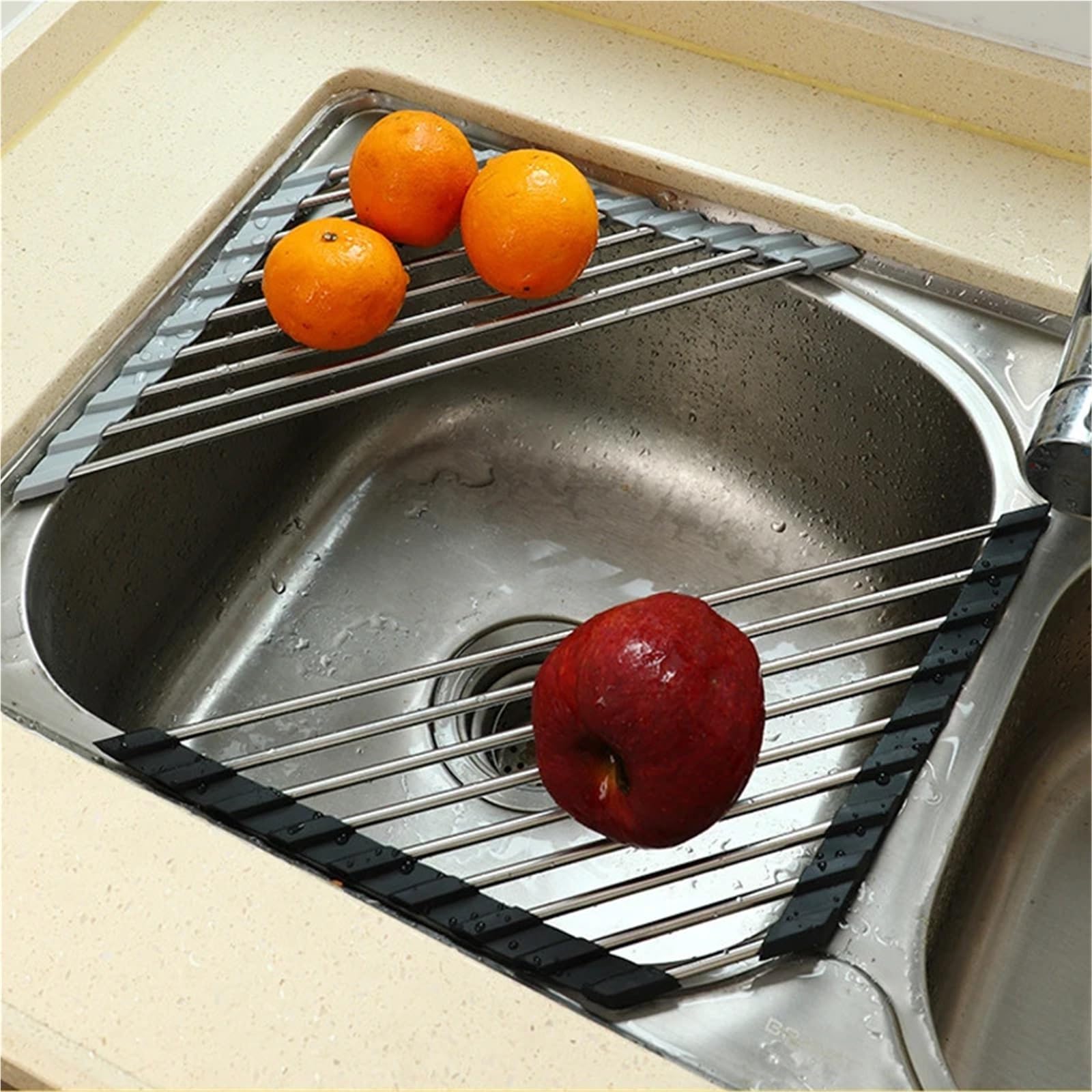 Escurridor for Fregadero, Rejilla for escurrir for, escurridor Enrollable, Estante for secar Platos sobre el, for Accesorios de Cocina para Cocina(Black)