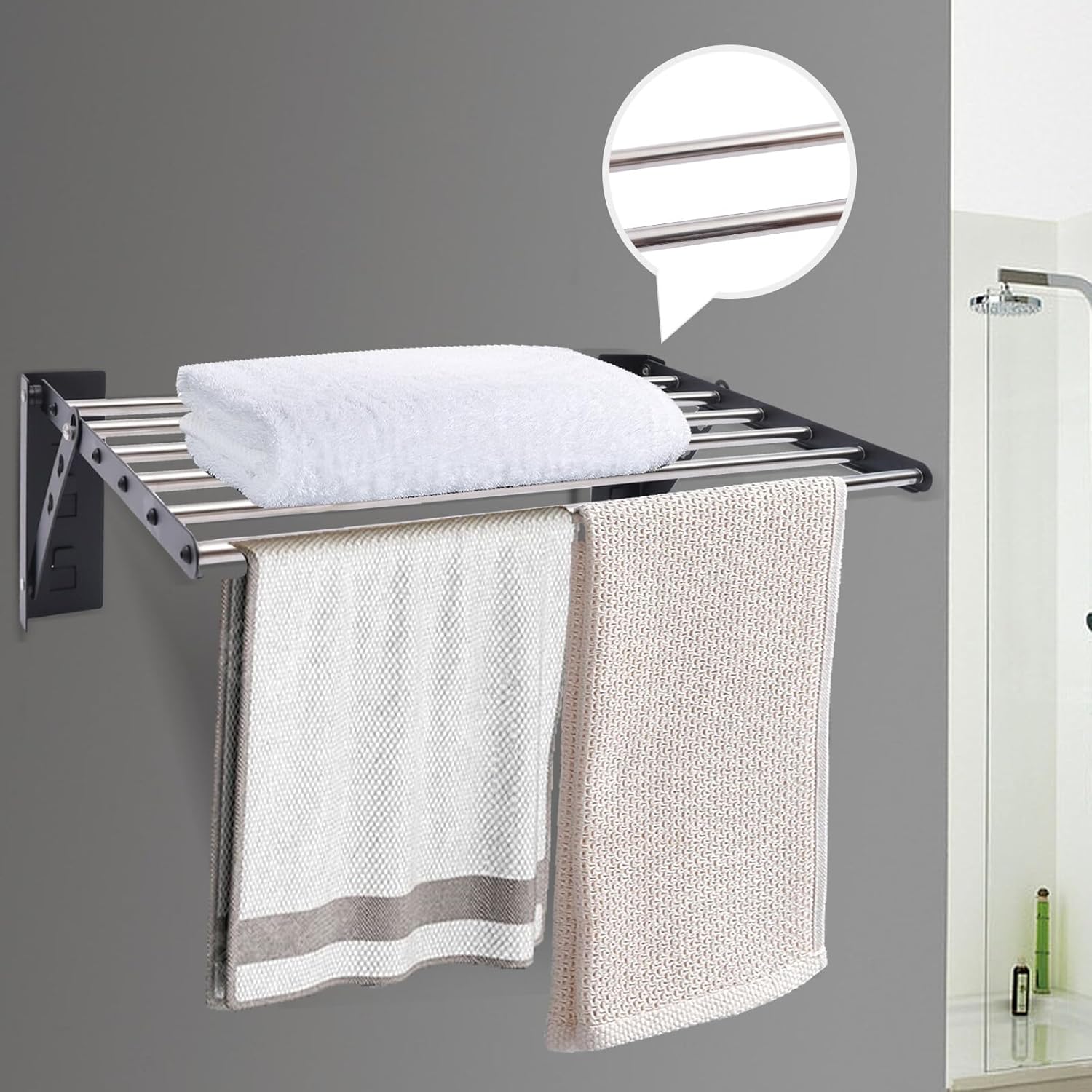 Folding Laundry Drying Rack Space Saving Wall-Mount Foldable Clothes Dryer Hanger Storage