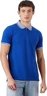 Amazon Brand - Symbol Men's Cotton Rich Solid Zipper Polo Collar Tshirts | Half Sleeves | Plain-Regular Fit (Available in ... Price In India