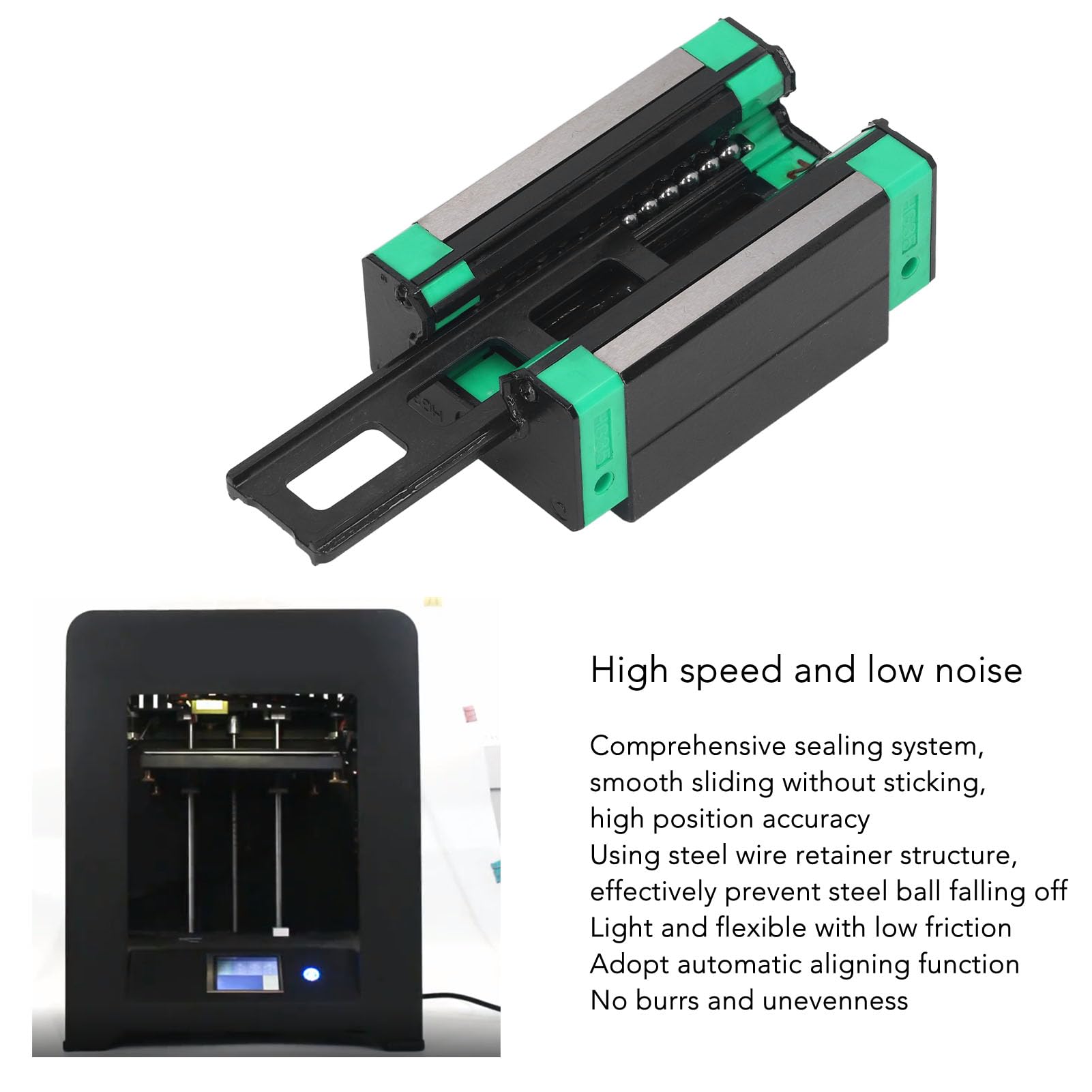 ANKROYU Linear Motion Bearing Block, Bearing Steel Linear Slide Block, Non Clogging Linear Guide Slide Block, High Accuracy Linear Slider for Engineering Machinery