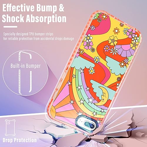Miniatura 4 de Toycamp Funda para iPhone 8 Plus7 Plus6S Plus6 Plus, lindo diseño de estampado de grafiti de dibujos animados de flores de sol, sol, río arcoíris,
