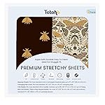 TotAha Premium Stretchy Crib Sheets (2-Pack)-Hypoallergenic, Silky Comfort, Buttery Soft, Calming Effect, All-Season Jersey-Knit Sheets, 9\'\' Extra Deep Pocket, Animal Print