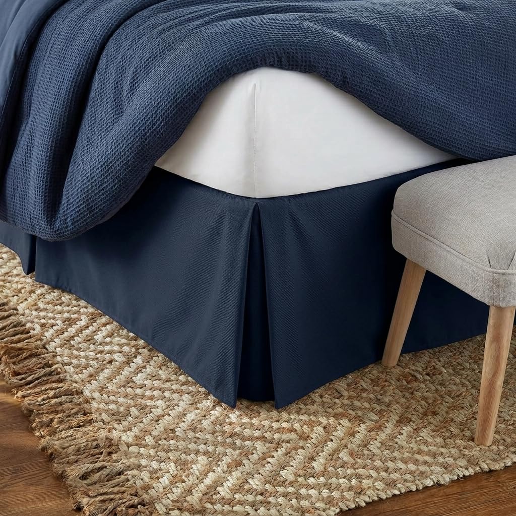 Linen Market Pleated Bed Skirt, Twin, Navy