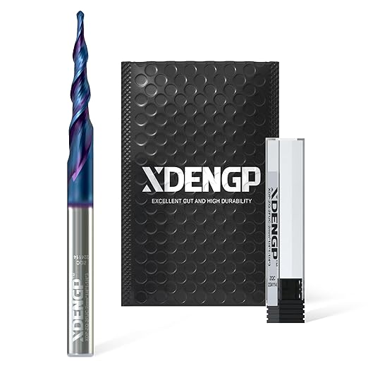 Spiral Tapered Ball Nose Spiral Router Bit for CNC, 3.92 Deg 2...