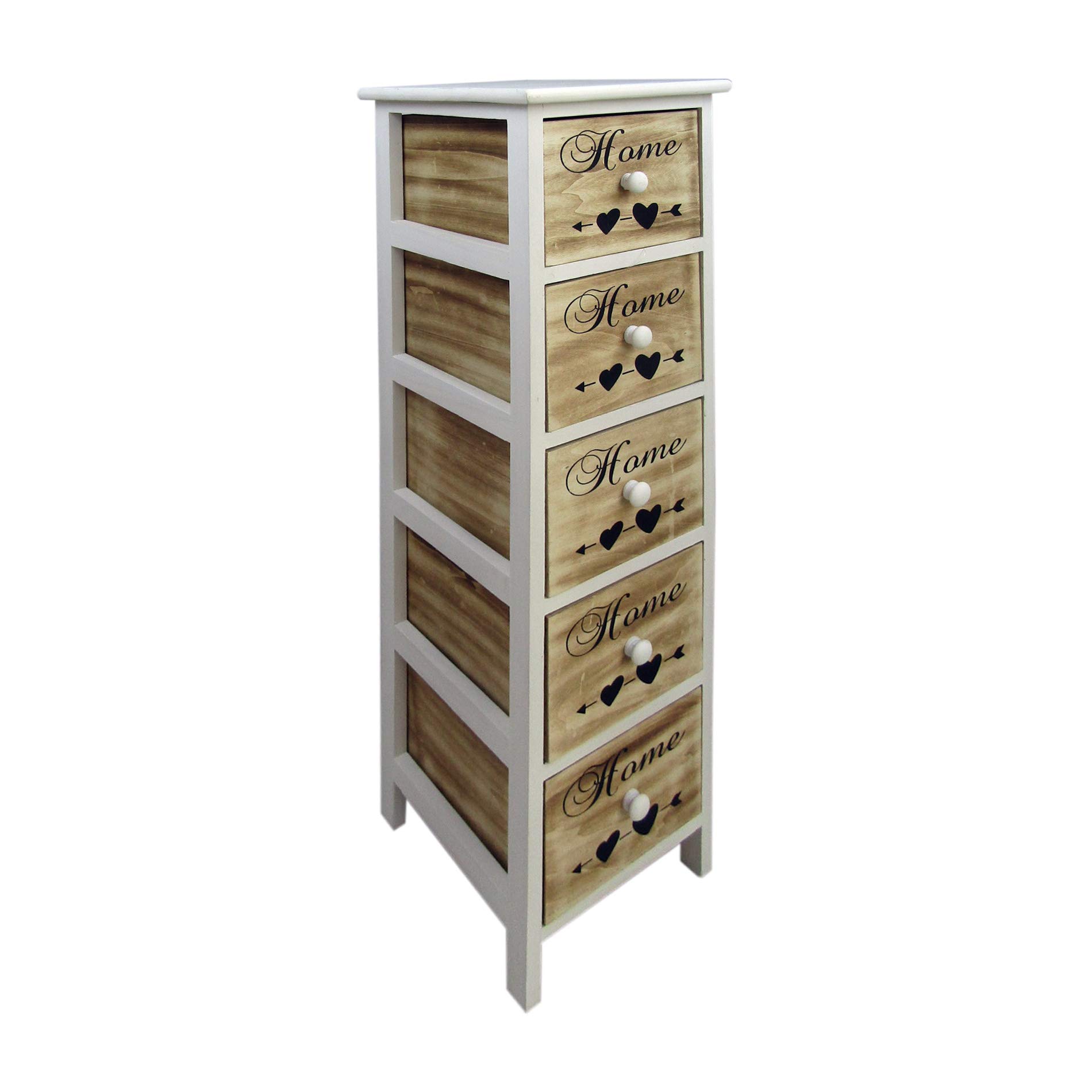 Cassettiera Salvaspazio Bianca A 5 Cassetti – L.27 X P.38 X H.105 Cm – In Legno Laminato – Per Ufficio E Camere
