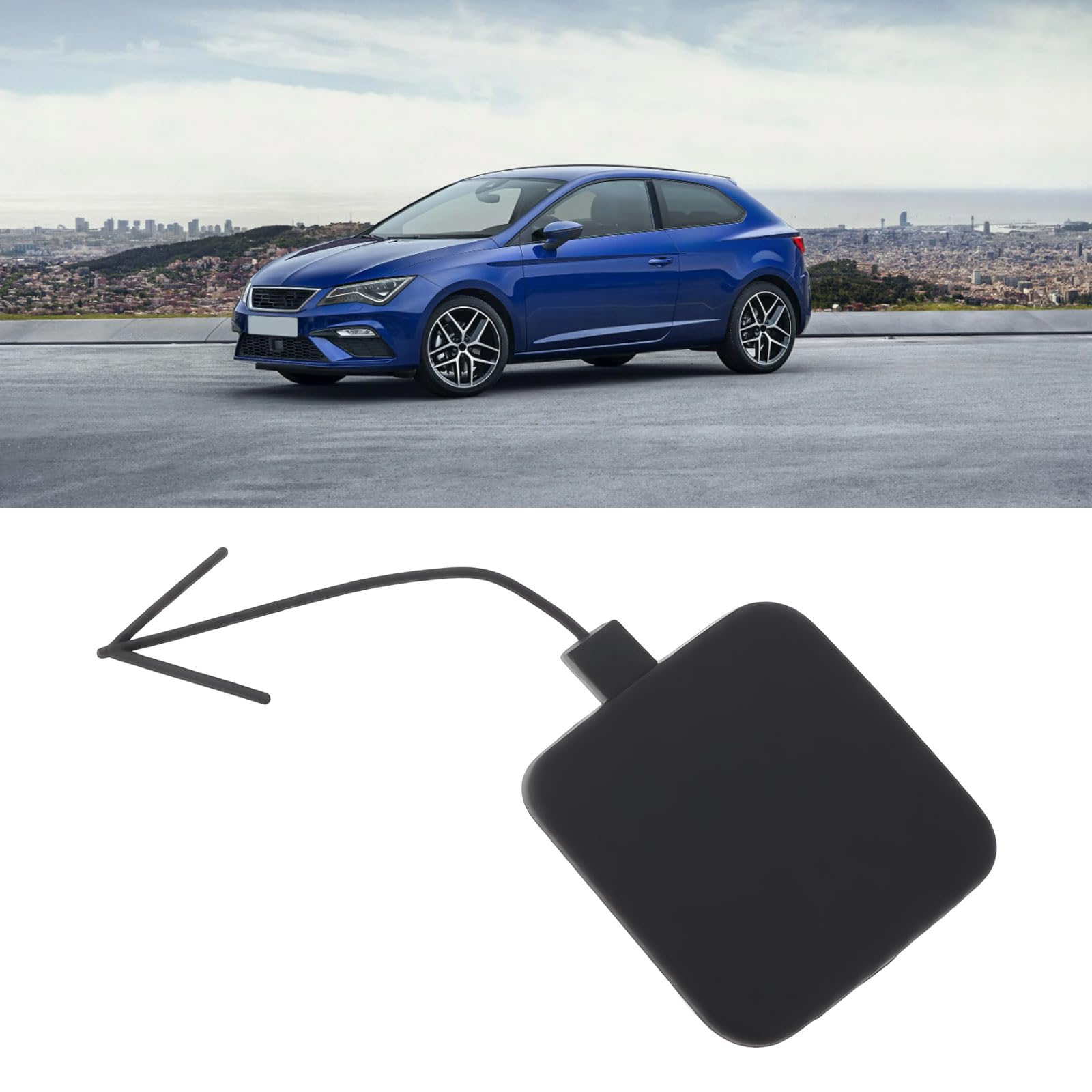 Tapa de gancho de remolque para parachoques delantero 5F0807241 compatible con Seat Leon 2013-2017