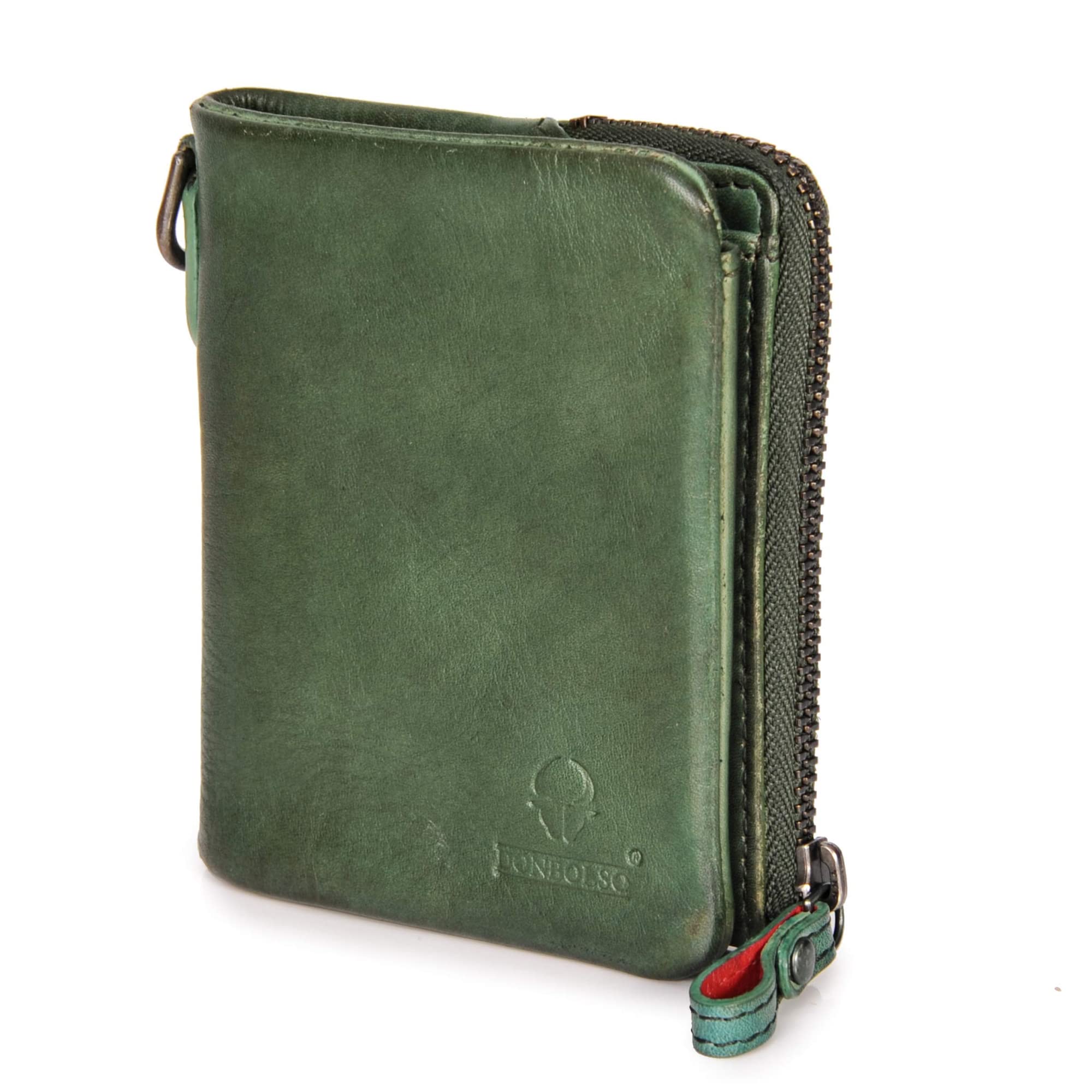 DONBOLSOSlim Women's Purse Rio Genuine Leather I Small Ladies Purse with RFID protection I Practical Bifold Ladies Purse with 4 Card Slots I Many Colors incl. Black & Brown I Green