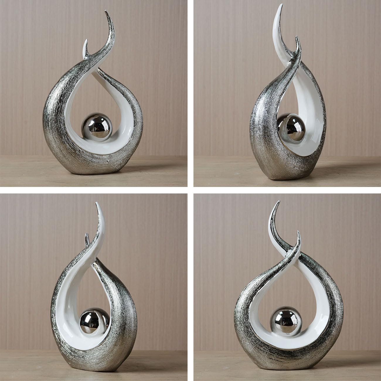 HAUCOZE Scultura Astratta Moderna Statua Decorazione Casa Figurina Mensola Arte Regalo per Casa Soggiorno Ufficio Ceramica 27cm