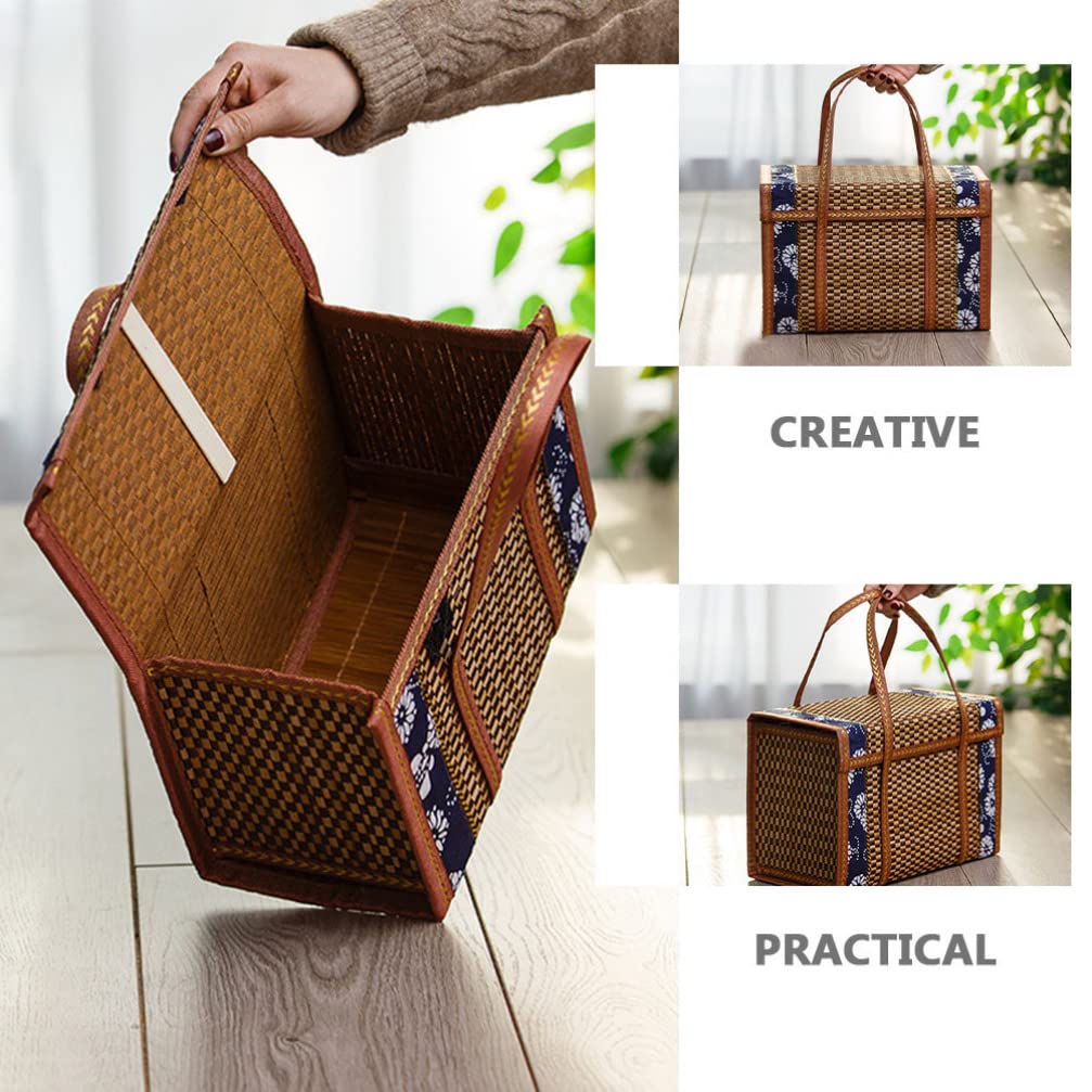 Cesta de picnic for tejer, soporte for frutas: cesta de pan de mano, postre, aperitivos, contenedor, nuez, organizador de repostería for cocina, viajes, recepción, suministros de comedor.(35X22X18CM)