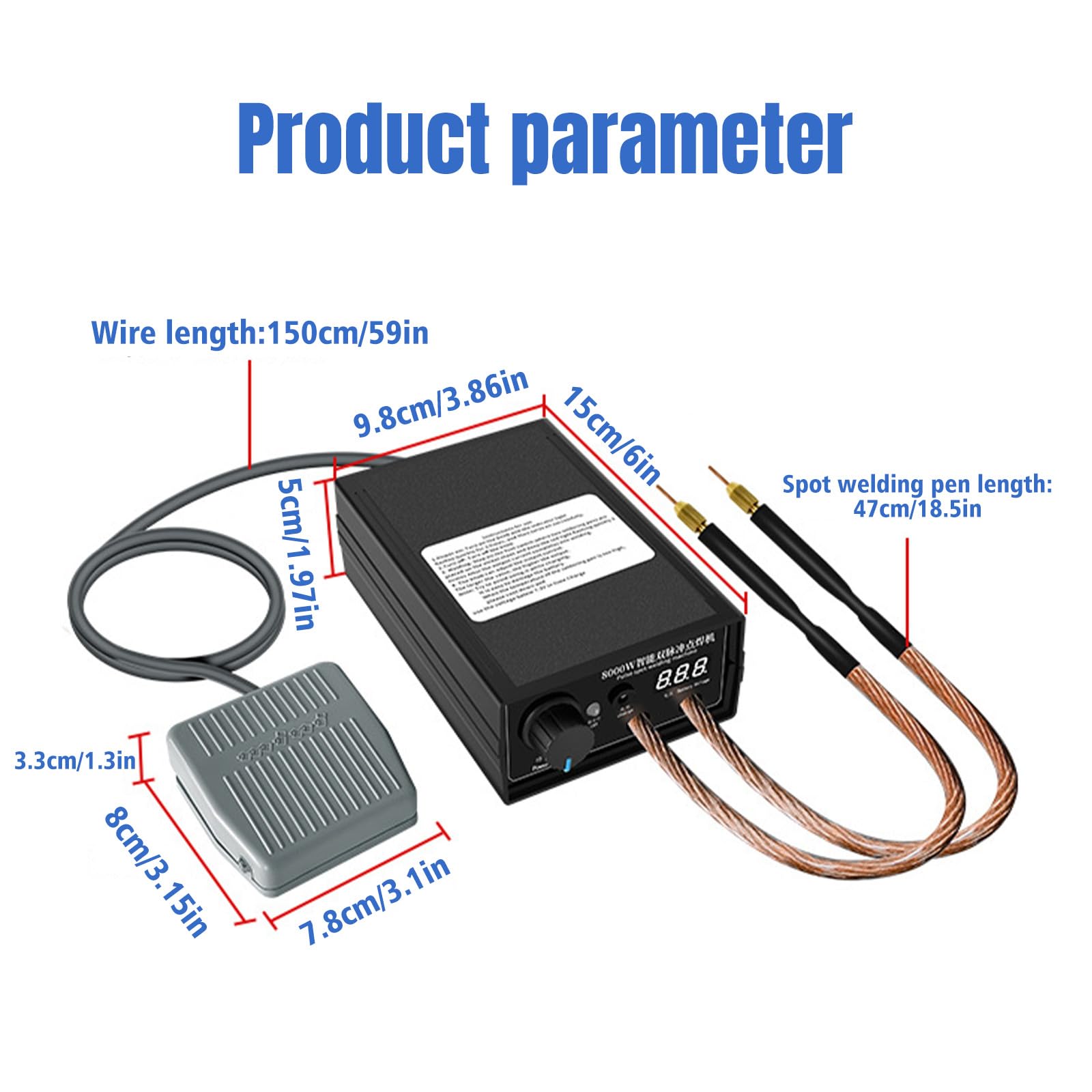 Saldatore a Punti per Batterie 8000W, Kit fai da te Hancaner per Saldatore Punti Portatile, Saldatore Portatile ad alte Prestazioni con Fascia in nichel, Saldatori Regolabili per Set Saldatrici Punti
