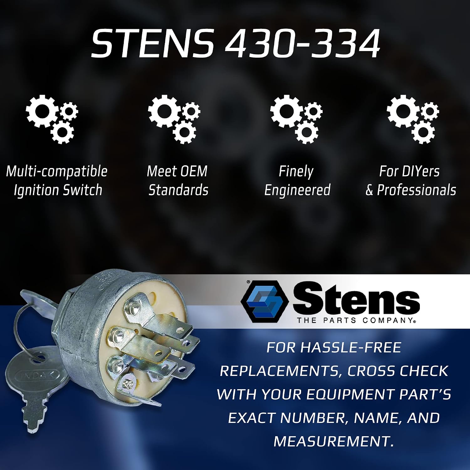 New Stens Indak Ignition Switch 430-334 Compatible with Exmark Lazer Z and Lazer Z XP with 60" and 72" Deck, Toro Z500 Series Z Master with 60" and 72" Deck 103-0206, 104-2541, 109-4736, 88-9830